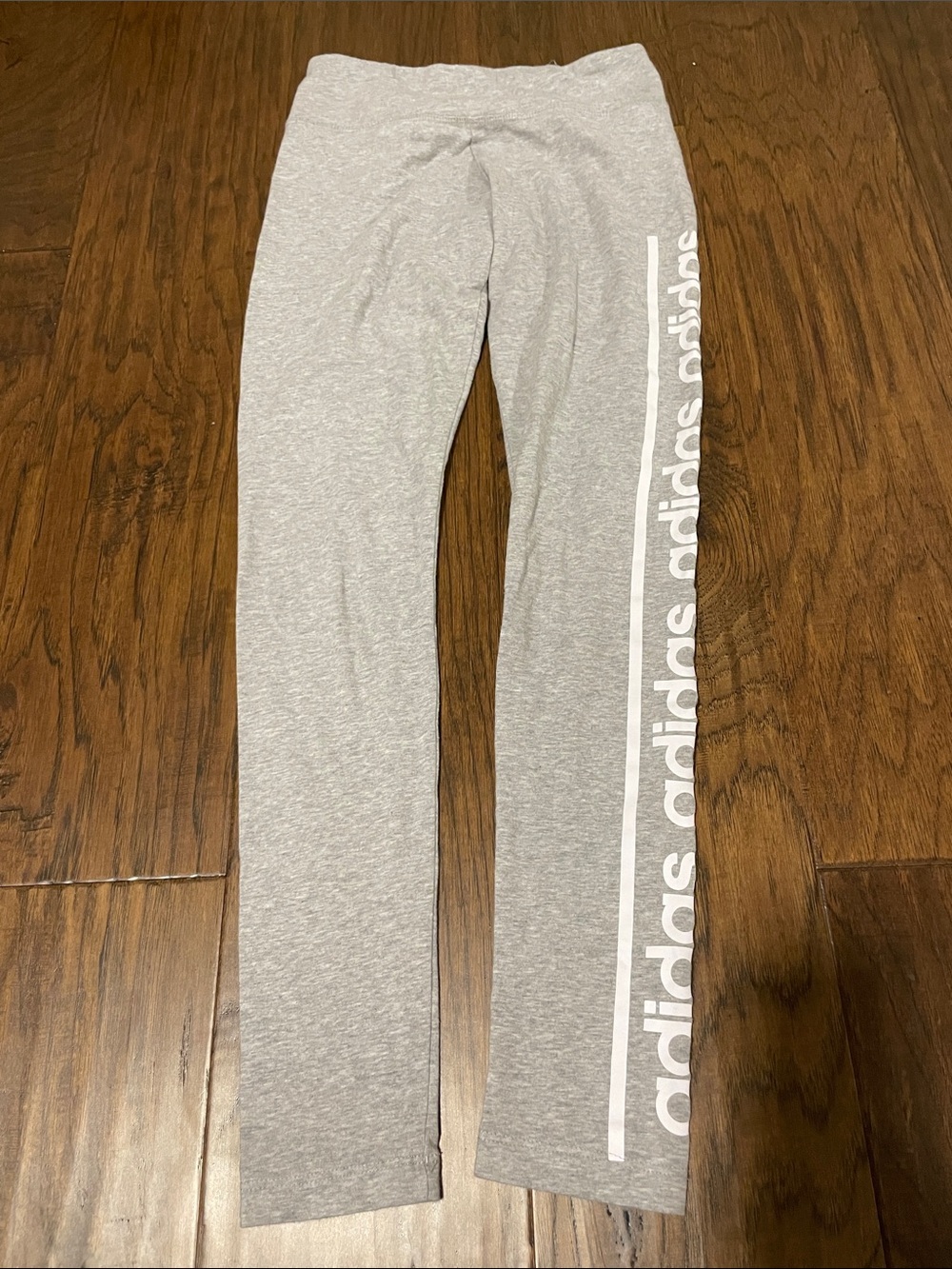 adidas Kids Light Gray Leggings with White Side Logo